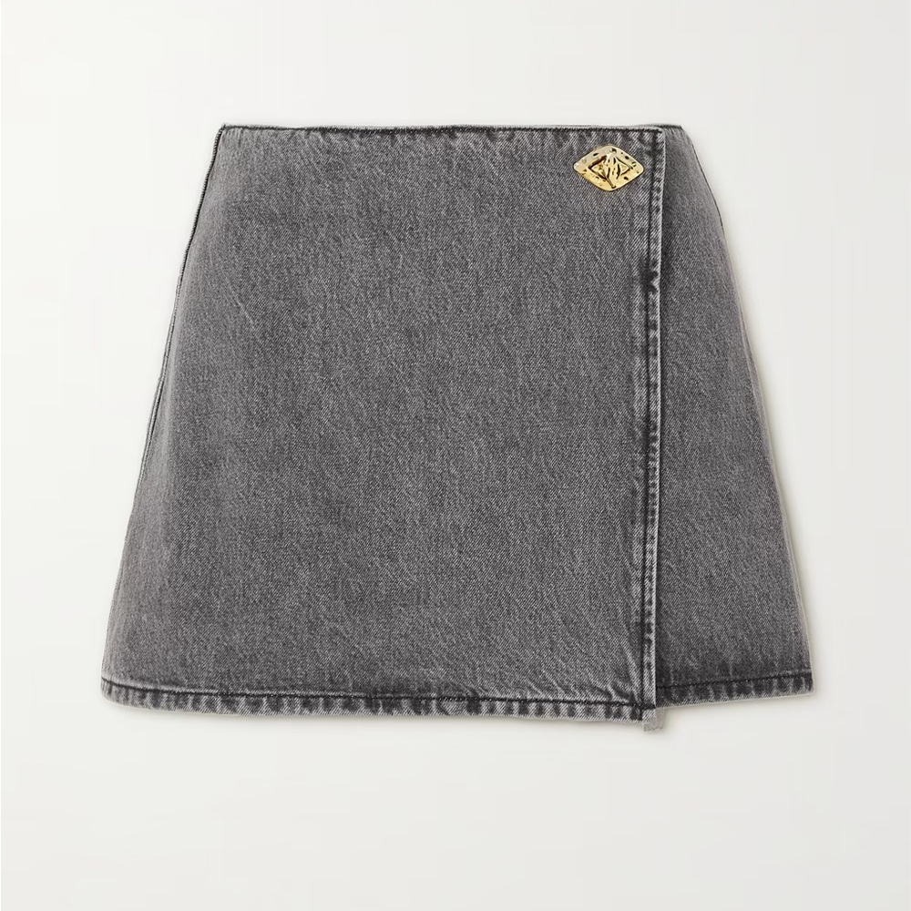 Ganni Mini Wrap Denim Skirt